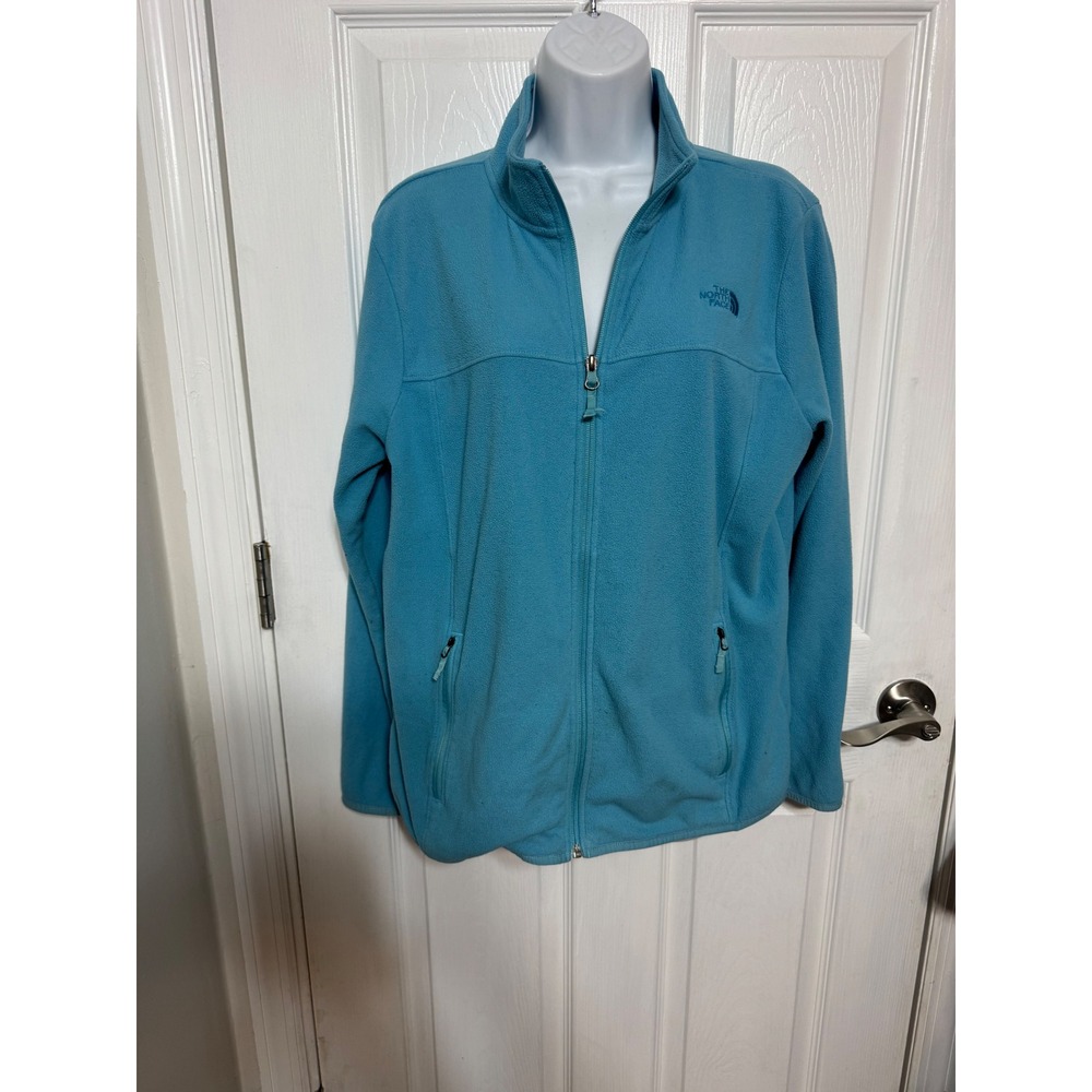 The North Face Womens Light Blue Full Zip Fleece Jacket Size L best for M